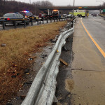 Car on I-495 hits guardrail, overturns into I-95