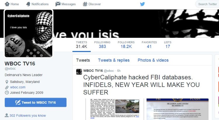 WBOC TV Twitter hacked