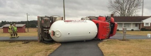 Pep-Up propane truck overturns near Greenwood