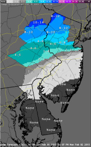 Snow projections from National Weather Service