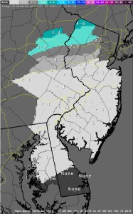 National Weather Service snowfall prediction for Delaware