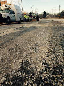 Water main break damaged Capitol Trail roadway.  Delaware Free News