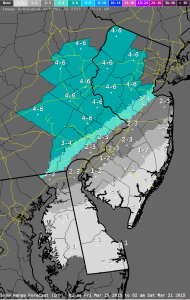 Snow predictions from National Weather Service