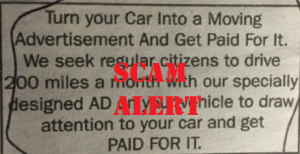 Milford police alerted public to scam advertisement.