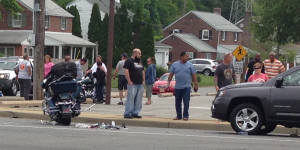 Motorcycle was moved to the side of U.S. 13 after crash with van and SUV. (Photo: Delaware Free News)