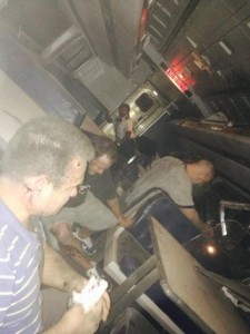 Scene from inside derailed railroad car was tweeted by former Congressman Patrick Murphy,