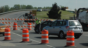 Northbound traffic on U.S. 113 was forced to make a U-turn at Frontage Road, where repairs began on overpass pavement. (Photo: Delaware Free News)