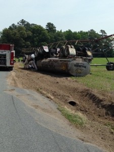 Tanker hit ditch on Fawn  Road and overturned. (Photo: Delaware State Police)