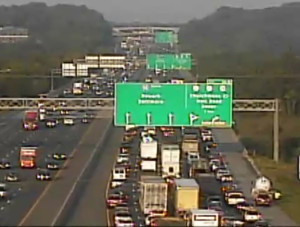 Southbound traffic was at a standstill at 7:20 a.m. (Photo: DelDOT traffic cam)