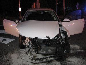 Volkswagen involved in crash at Ogletown Road and Library Avenue. (Photo courtesy Newark Police Department)