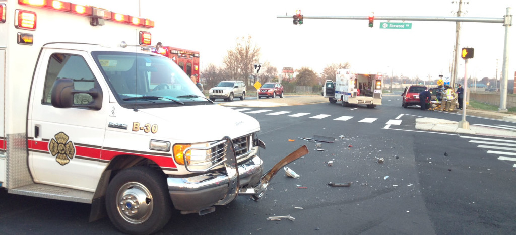 Ambulance and SUV collided at Boxwood and Centerville roads. (Photo: Delaware Free News)