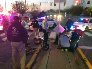 Bicycle crash on Kirkwood Highway at Dupont Road in Elsmere (Photo: Delaware Free News)