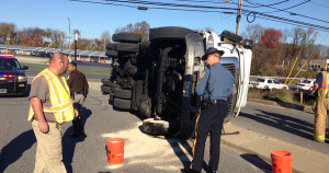 Tractor-trailer overturned on U.S. 13 near New Castle. (Photo: Delaware Free News)