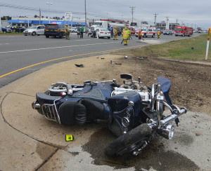 Motorcycle collided with a car on northbound U.S. 13 just north of Hares Corner. (Photo: Delaware Free News)