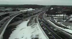 Traffic on northbound I-95 and Route 1 was at a standstill at 8:25 a.m. (Photo: DelDOT traffic cam)