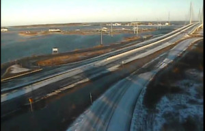 Flooding covered part of Route 1 this morning south of the Indian River Inlet Bridge. (Photo: DelDOT traffic cam)