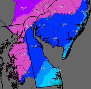 Latest snow predictions from National Weather Service