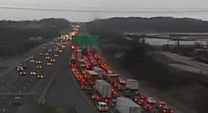 Southbound Interstate 95 was at a standstill at 7:42 a.m. (Photo: DelDOT traffic cam)