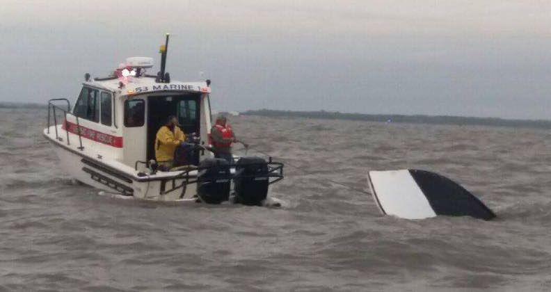 Leipsic Volunteer Fire Company boat was used to rescue three fishernmen after their boat overturned in Delaware Bay off Port Mahon. (Photo: Little Creek Volunteer Fire Company via Facebook)