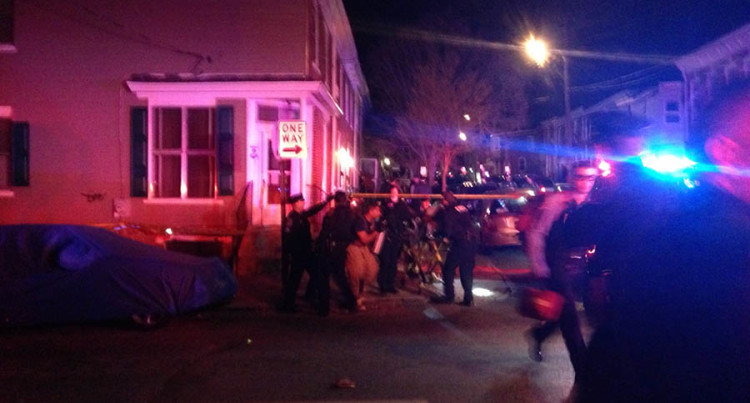 Shooting scene in the 1100 block of Elm St. on Wednesday night (Photo: Delaware Free News)