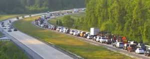 Road rage crash on Route 1 east of Townsend backed up northbound traffic and forced detours. (Photo: DelDOT traffic cam)