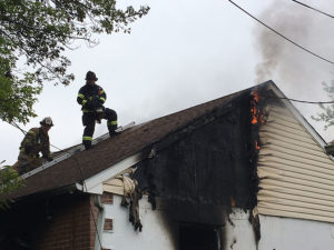 Elsmere firefighters work to extinguish house fire in the 200 block of Tamarack Ave. (Photo: Delaware Free News)