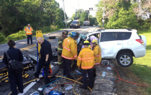 Police said driver of Jeep lost control while crossing railroad tracks, crossed into other lane. (Photo: Delaware Free News)