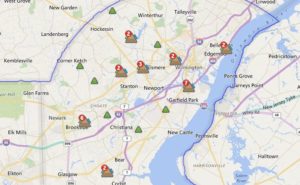 Delmarva Power reported outages scattered across New Castle County this morning.