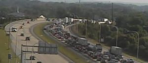 Northbound Route 1 at Route 72 was jammed at 8:20 a.m. (Photo: DelDOT traffic cam)