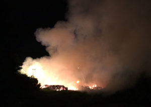 Hay bales burned at Modern Mushroom Farms on Newark Road in New Garden Township, Pennsylvania. (Photo: Delaware Free News)