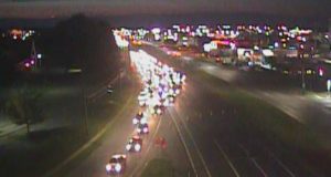 Southbound U.S. 13 traffic is diverted onto North State Street about 8:20 p.m. (Photo: DelDOT traffic cam)