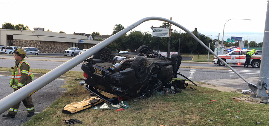 Crash on Basin Road (Route 141) (Photo: Delaware Free News)