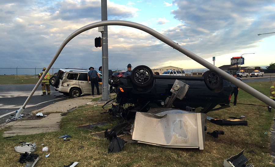 Crash on Basin Road (Route 141) (Photo: Delaware Free News)