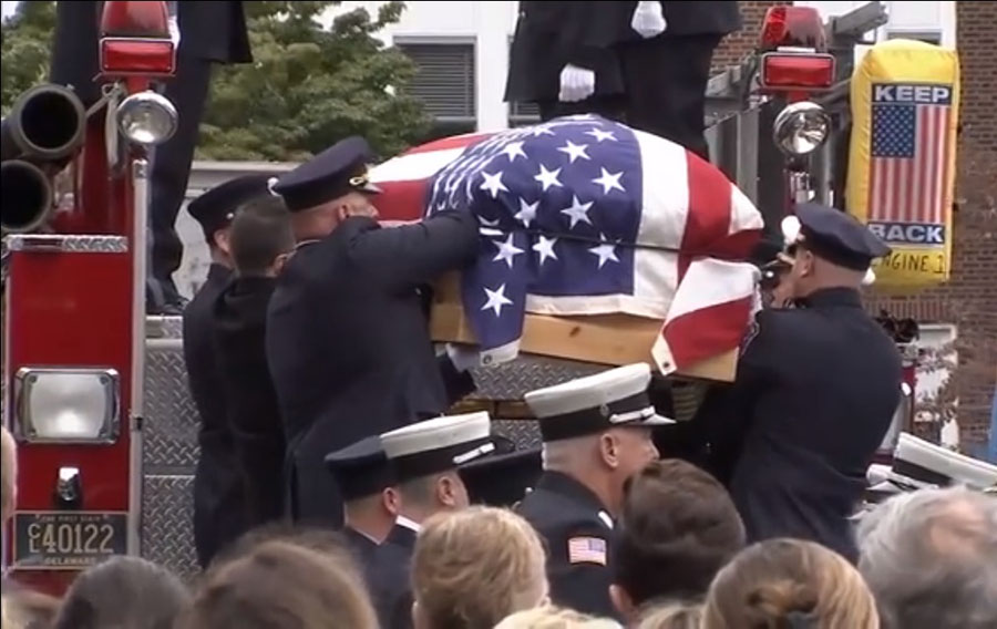 A funeral service for  Lt. Christopher Leach was held today at St. Elizabeth’s Catholic Church in Wilmington. (Photo: Delaware Free News)