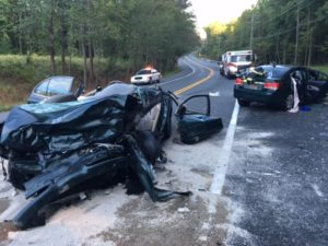 Crash scene on Sunset Lake Road (Route 72) (Photo: Delaware Free News)