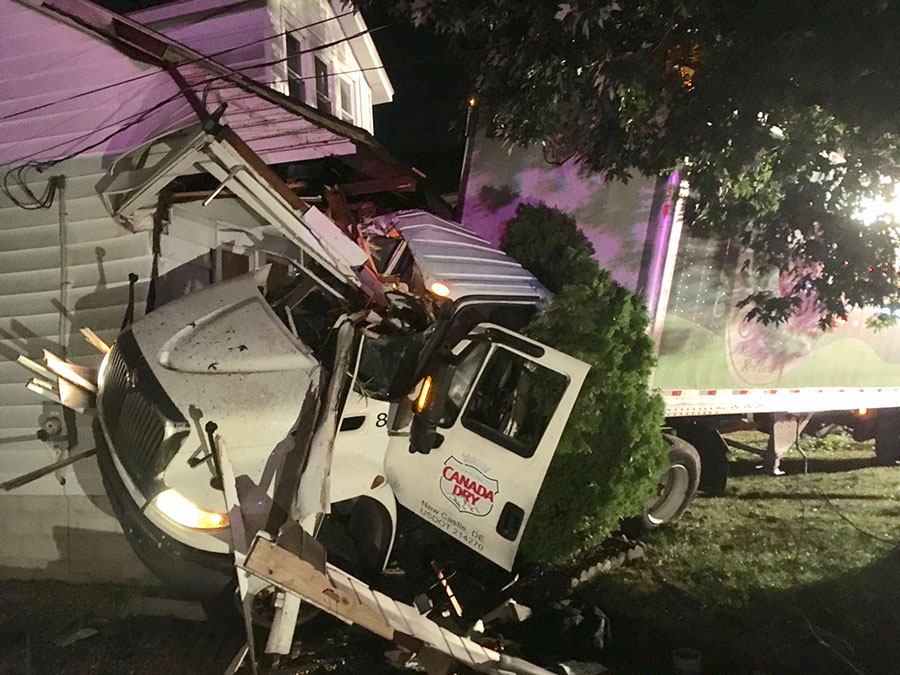 Tractor-trailer hit home in 300 block of Moores Lane in New Castle. (Photo: Delaware Free News)