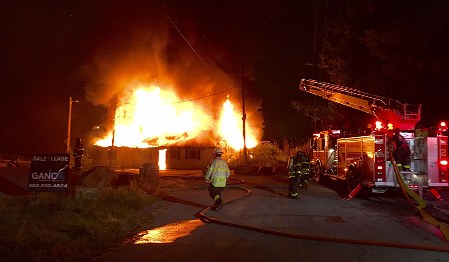 Fire rips through former Up the Creek restaurant building in Wilmington. (Photo: Delaware Free News)