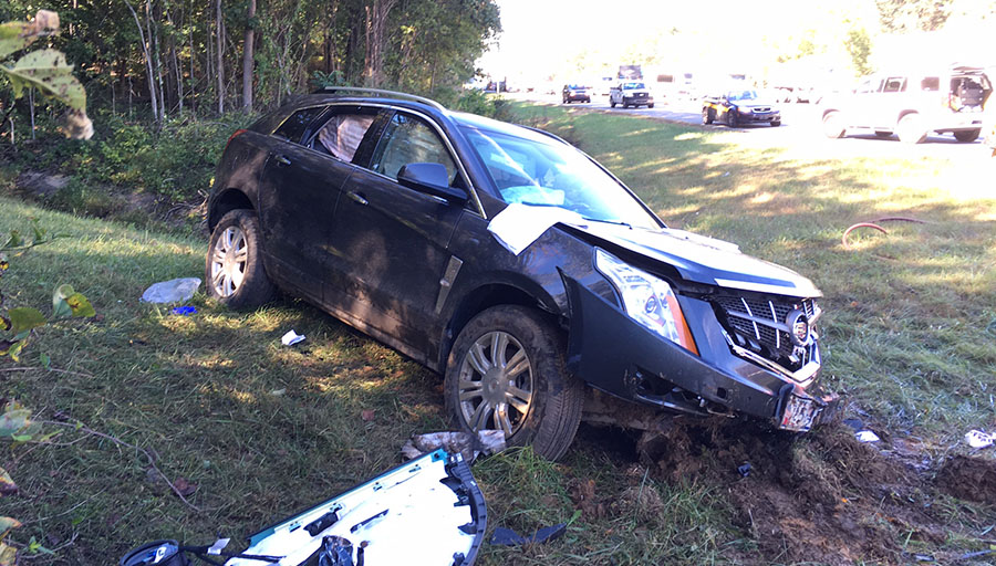 Cadillac SUV crashed on Interstate 95 north of Newark toll plaza. (Photo: Delaware 