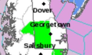 Flood warning area designated by National Weather Service.