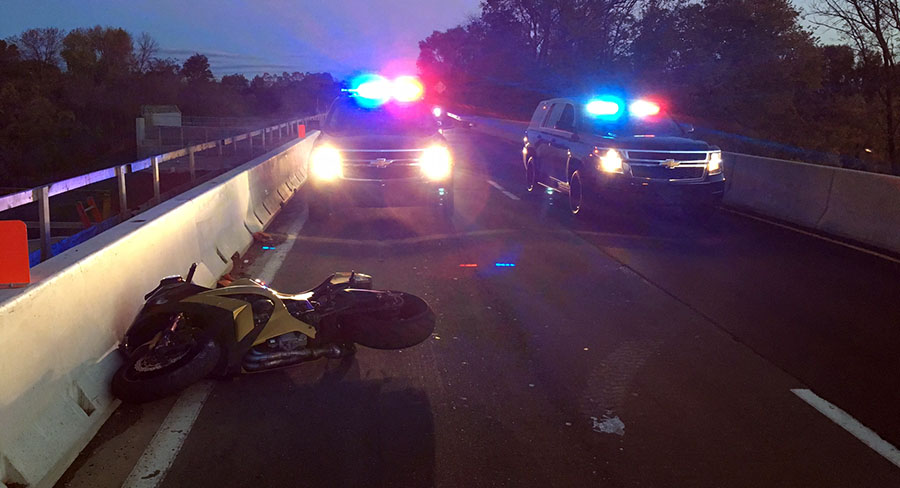 Motorcycle collided with a vehicle on southbound Route 141 at Interstate 95. (Photo: Delaware Free News)