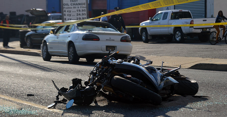 Motorcycle and car collided at 28th Street and Northeast Boulevard in Wilmington. (Photo: Delaware Free News)