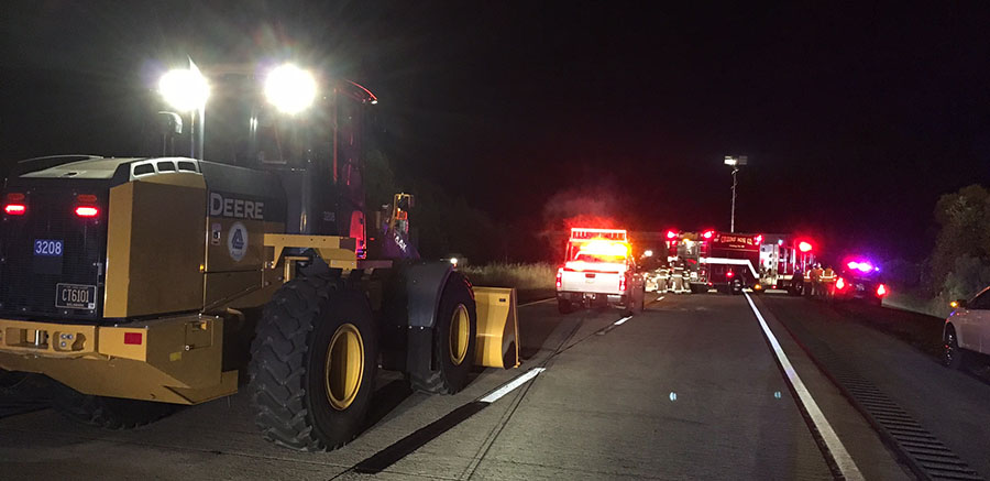 Two tractor-trailers collided on southbound Route 1 near Smyrna. One spilled load of chickens. (Photo: Delaware Free News)