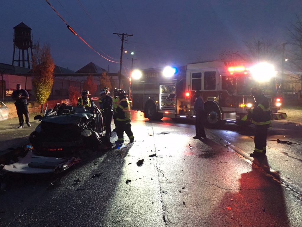 Crash scene on 12th Street near Young Correctional Institution in Wilmington (Photo: Delaware Free News)