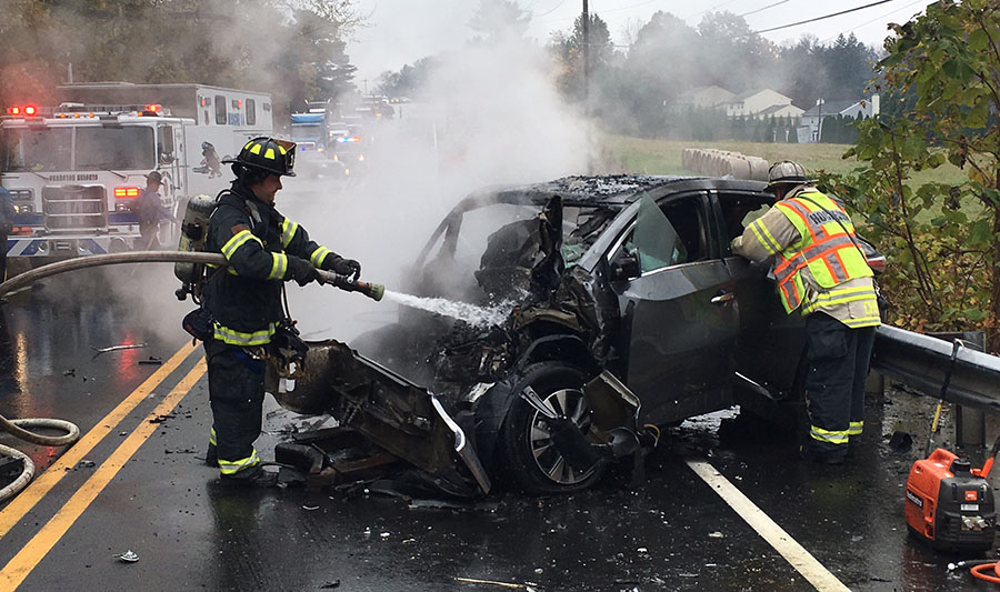 The driver of this vehicle died in head-on crash with dump truck on Lancaster Pike in Hockessin. (Photo: Delaware Free News)