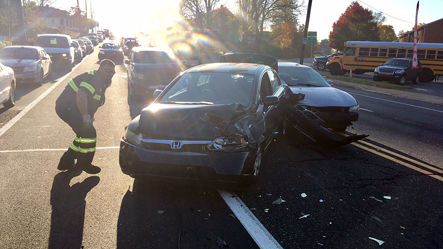 Crash scene on East Newport Pike (Route 4) at Becker Avenue near Newport (Photo: Delaware Free News)