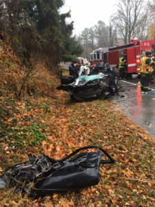 Car and bus collided on Paper Mill Road (Route 72) at Stage Road. (Photo: Delaware Free News)