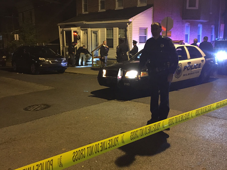 Wilmington police investigate shooting at 28th and Carter streets. (Photo: Delaware Free News)