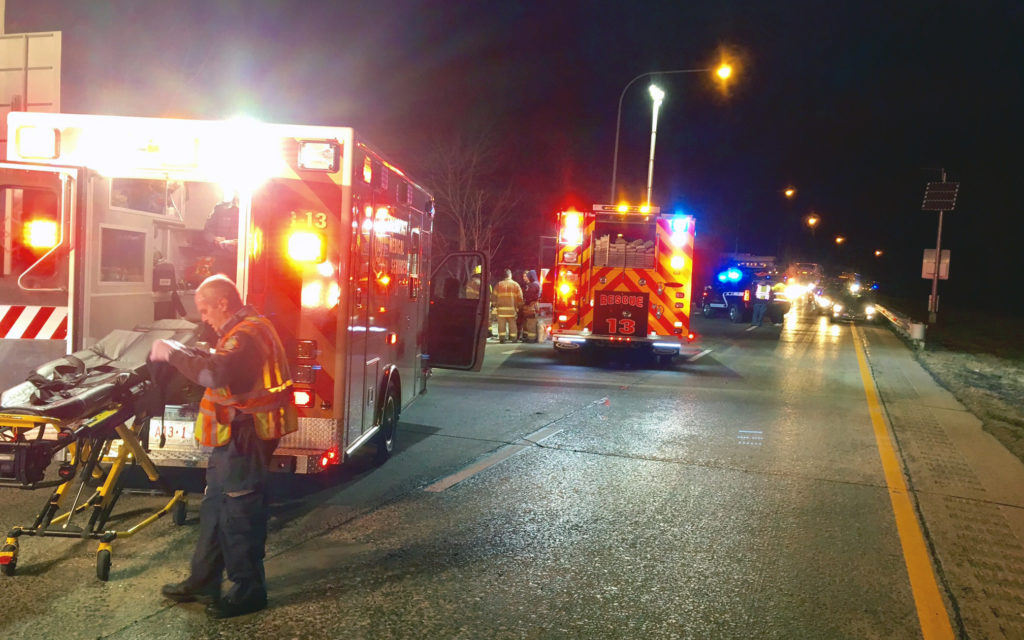 Car went off southbound Interstate 495 in Claymont, overturned and caught fire. (Photo: Delaware Free News)