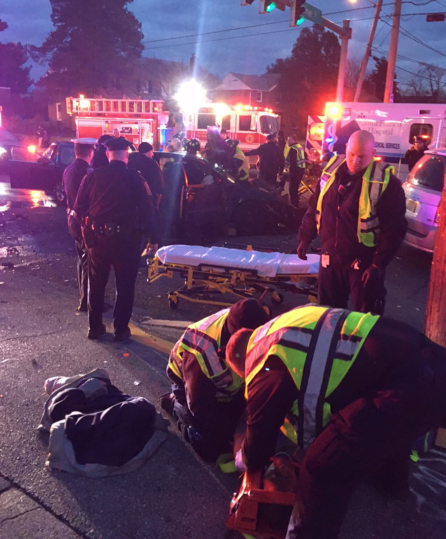 Car fleeing police was involved in crash on Maryland Avenue at Broom Street in Wilmington. (Photo: Delaware Free News)