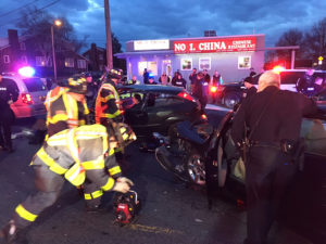 Car fleeing police was involved in crash on Maryland Avenue at Broom Street in Wilmington. (Photo: Delaware Free News)
